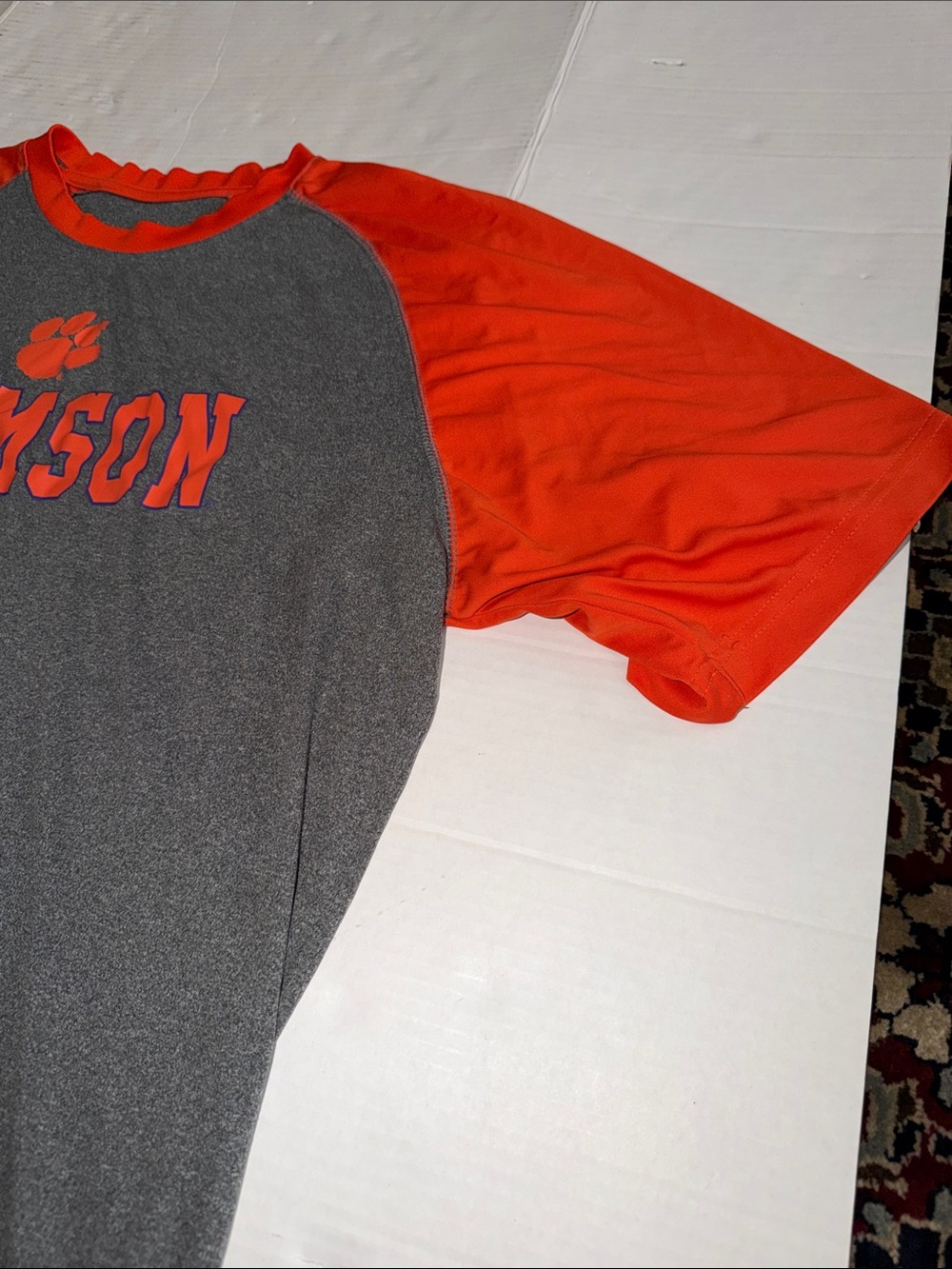Clemson Gray & Orange Raglan Baseball Tee - Picture 2 of 12